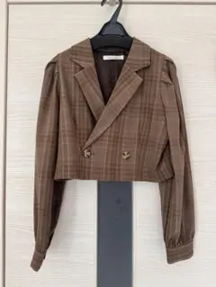 ブラウンチェック テーラードジャケット ショート丈　archives 春秋