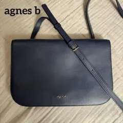 アニエスベー レザー ショルダーバッグ ネイビー　本革 斜め掛け ミニバッグ