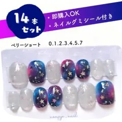 宇宙ネイルチップ14本セット♡ベリーショート★星空ギャラクシー【原品・即購入可】