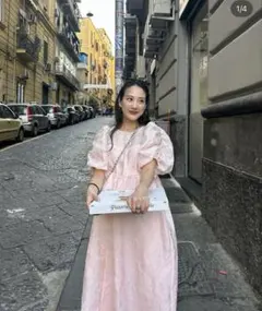 アンドレスド　bubble sleeve jacquard dress /L