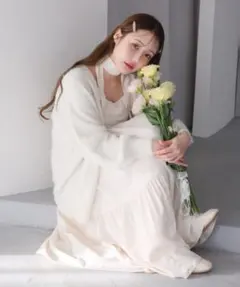 ティアードリボンワンピース　ホワイト