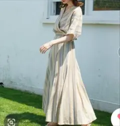 カスタネ シャツワンピース リネン ストライプ アーバン ジャーナル