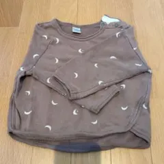 ブラウン 月模様 薄手長袖トレーナー