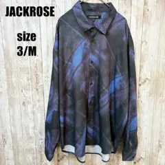 【JACKROSE】総柄 グラフィックアートシャツ M モード 個性的 ブルーのサムネイル