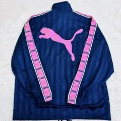 PUMA プーマ トラックジャケット ネイビー×ピンク SSy2kプーマ刺繍