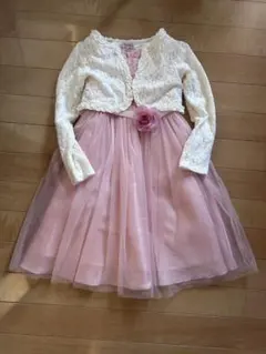 8〜9才女の子　ピンク　セレモニードレスセット（ワンピース&カーディガン）