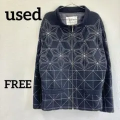 K.C.Y’s 刺し子風ジップアップ ウールジャケット 幾何学模様