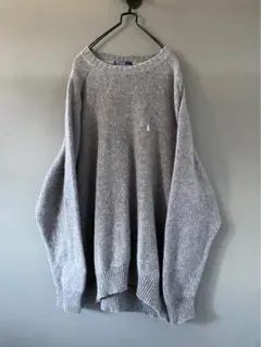 ビンテージ 80s ラルフローレン ビックサイズ灰色 薄手セーター ニット 希少
