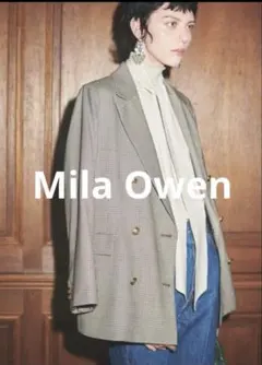 Mila Owen 金釦2サイズチェックダブルレザージャケット　サイズ0のサムネイル