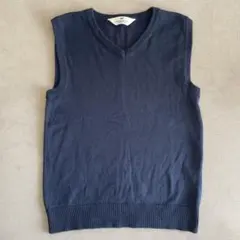 美品　130センチ　Vネック ニットベスト 紺 ネイビー スクールベスト