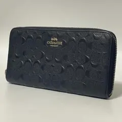 COACH コーチ 長財布 ラウンドジップ シグネチャー ブラック エンボスロゴ