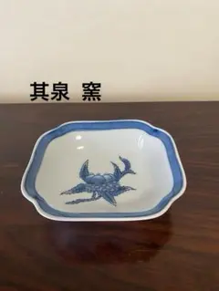 其泉　角鉢　向付　5個　果栗有田焼 其泉窯 染付果実紋　小鉢　変形角小鉢　ザクロ