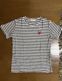 ギャルソン ボーダーTシャツ ハートロゴ刺繍