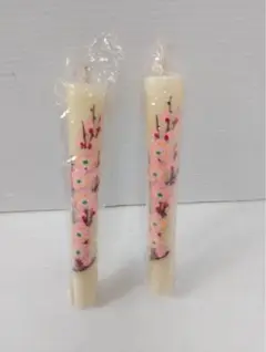 ​G1730【伝統工芸品】会津絵ろうそく 梅柄 2本セット 和蝋燭 手描き