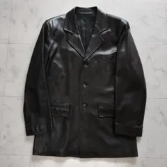 希少 アニエスベーオム 90s 00s ラムレザーテーラードジャケット XL 黒