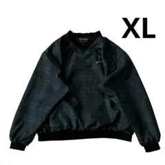 90s USA製 タータンチェック ナイロンピステ XL 深緑 紺 黒