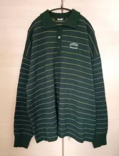 kutir ボーダー柄ニットポロシャツ