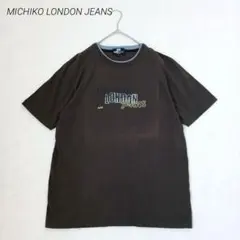 ミチコロンドンジーンズ　半袖Tシャツ カーキ　L 胸ロゴプリント　綿100%のサムネイル