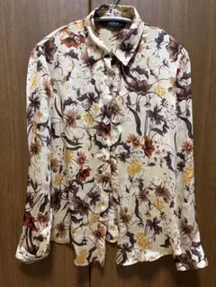 ZARA 花柄 長袖シャツ Sサイズ