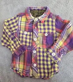 F.Oインターナショナル　サイズ95　 チェック柄長袖シャツ　綿100%