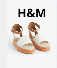 新品 H&M サンダル 低反発 エスパドリーユ 夏 PARIS オレンジ 生成りのサムネイル