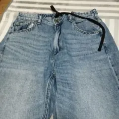 ライトブルー ストレートデニム ゴムウエスト