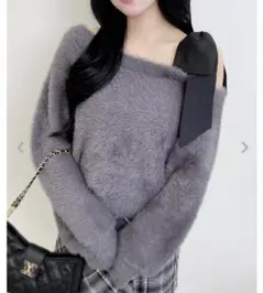 INGNI(イング) 肩リボンワンショルフェザーニット