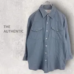 【THE AUTHENTIC】デニム風シャツ M カジュアル 長袖 シンプルのサムネイル