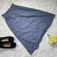 ロングスカート　『M』　ブルー　ペチコート付　フレア　清楚　可愛い　可憐　大人