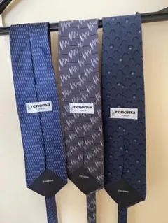 美品　renoma ネクタイ 3本セット ネイビー系