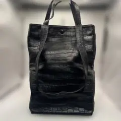 TAMAMI WATANABE タマミワタナベ クロコ型押しレザーバッグ　黒