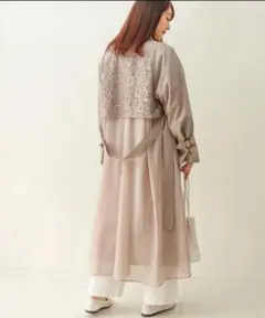 レースバックロングコート ベージュのサムネイル