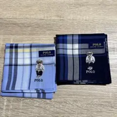 ポロベア刺繍　ハンカチ　チェック柄
