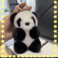 パンダ型ファーキーホルダー　上野動物園パンダシャンシャン　新品　パンダぬいぐるみ