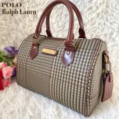 POLO RALPH LAURENブラウン系千鳥格子柄ミニボストンバッグ