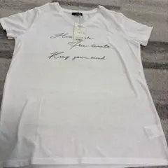 未使用タグ付COMME CA ISM ロゴプリント Vネック TシャツホワイトMのサムネイル