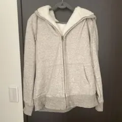 グレー フリース フルジップ パーカー