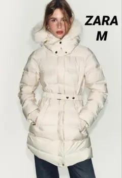 ZARA 撥水加工入りウィンドブレーカーフード付きダウンジャケット M