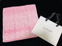 ジルスチュアート　ピンク花柄　タオルハンカチショップ袋付き　未使用品