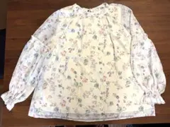 ローズティアラ42 花柄シフォンブラウス リボン付き 長袖のサムネイル