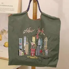 【新品】【ストラップ付】Chacott ニューヨーク刺繍エコバッグ　Mサイズ