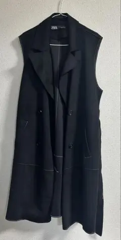 ZARA ロングベスト ジャケット ブラック スエード調