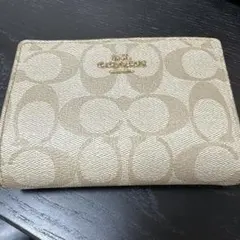 COACH 二つ折り財布 ベージュ モノグラム