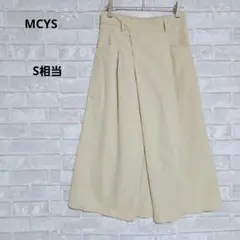 MCYS ラップ風フレアスカート ベージュ S ウエストゴム 大人綺麗め 上品