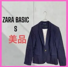 美品　[ZARA BASIC] デニム　テーラードジャケット 金ボタン 濃紺のサムネイル