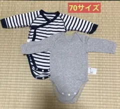 ユニクロ ベビー服 長袖 ロンパース ボディスーツ 70サイズ 2着セット