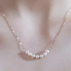 パール優美　アコヤパール　あこやパール　１８金　ベビーパール　18k ネックレス