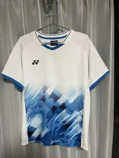 ぜ*ろ様 YONEX バドミントン用シャツ ホワイト/ブルー　サイズL