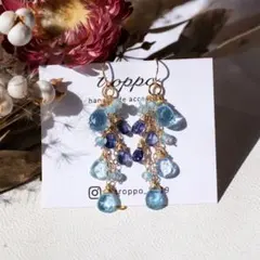 14kgfブルートパーズ・アクアマリンピアス/イヤリング