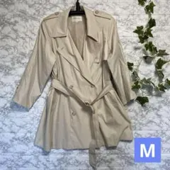 【トレンチコート】レディース　ベージュ ウエストベルト付き　シンプル　Mサイズ
